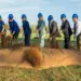 Carroll Community College celebrates the groundbreaking of the Dr. James Ball Athletics Complex. Pictured from left to right: David O’Callaghan, Board Chairperson; Terri Leatherwood, Athletics Director; Dr. James Ball, Emeritus President; Dr. Rose Mince, President; Commissioner Susan Krebs; Commissioner Kenneth Kiler; Commissioner Tom Gordon; Steve Aquino, Foundation Board President; and Steve Wantz, Executive Director of Institutional Advancement & College Foundation.